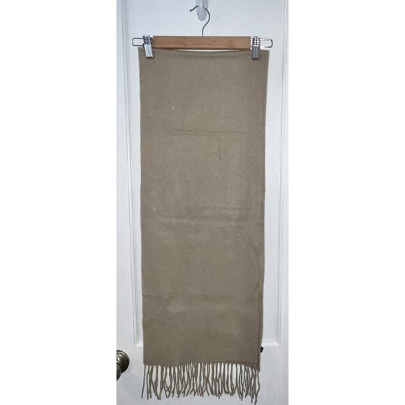 Enya Montanari 100% Cashmere Scarf  Fringe Tan - Picture 4 of 8